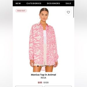 Brand new never worn pink and light gray animal print button up size XS/S